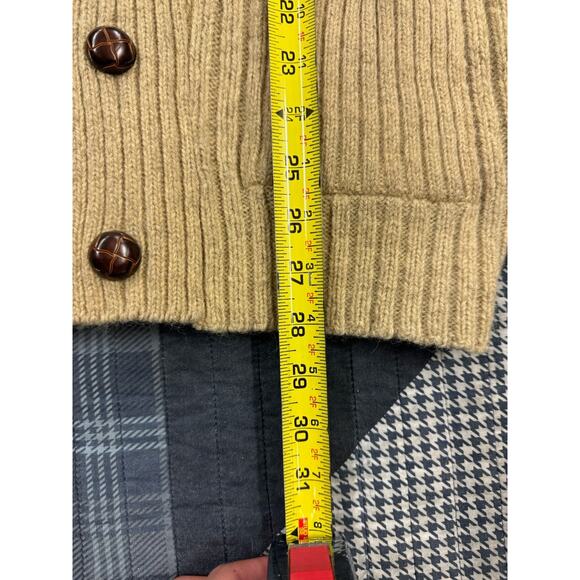 Vintage 70s Collar Cardigan Sweater Cable Knit Button Wool Sweater Mens Size L - Picture 4 of 7
